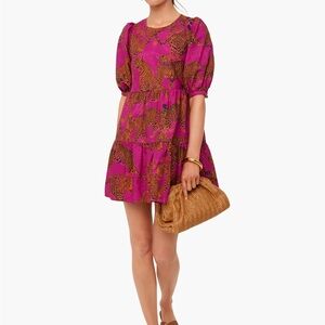 Farm Rio Artsy Leopards Tiered Mini Dress